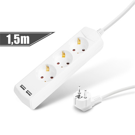 Delight 20201U Elosztó 3-as, 1,5 M 2 X Usb-vel
