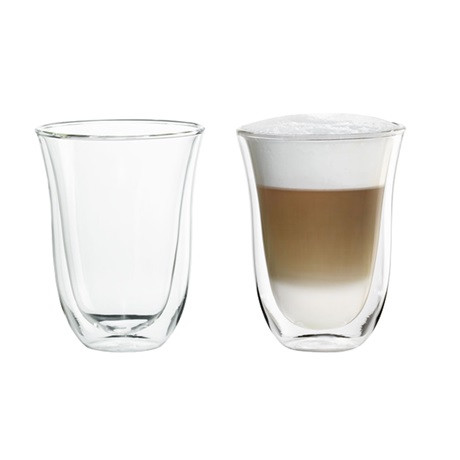 Delonghi DLSC312 Latte macchiato pohár, üveg, 220ml, duplafalú, átlátszó (2db/csomag)
