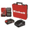Einhell 4514220 TE-CD 18/2 Li-i +22 akkumulátoros ütvefúró-csavarozó szett, 18V/2,5 Ah, 44 Nm