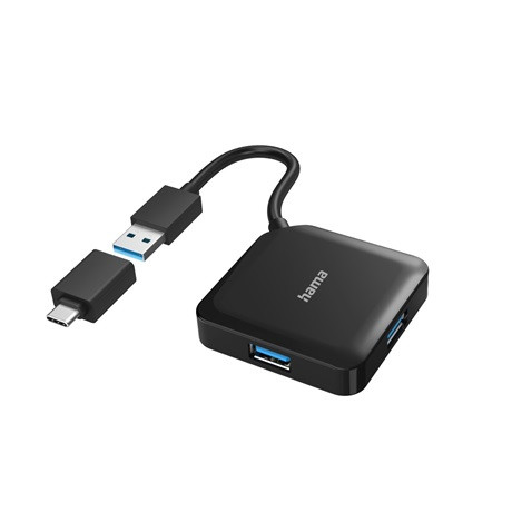 Hama 00200116 Usb Hub, 4 Port, Usb 3.2 Gen1, 5 Gbit + Usb-c Adapter