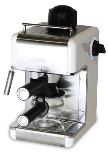 Hauser CE929W presszó kávéfőző, 4csészés, 800Watt, fehér -ezüst