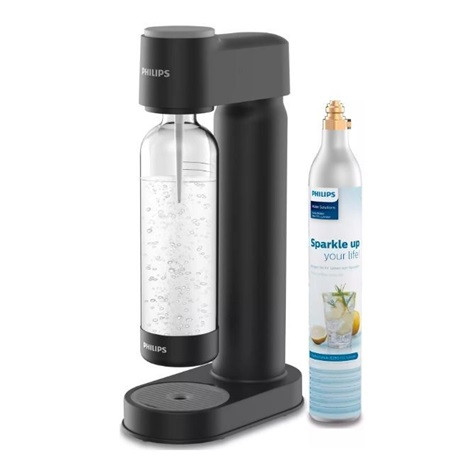 Philips ADD4901BK/10 GoZero Lite szódagép, 1db CO2 patron, 1literes palack, fekete