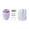 Philips BRE275/00 Satinelle Essential vezetékes kompakt epilátor, 4 tartozék, Opti-light, 2 sebesség, lila