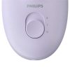 Philips BRE275/00 Satinelle Essential vezetékes kompakt epilátor, 4 tartozék, Opti-light, 2 sebesség, lila