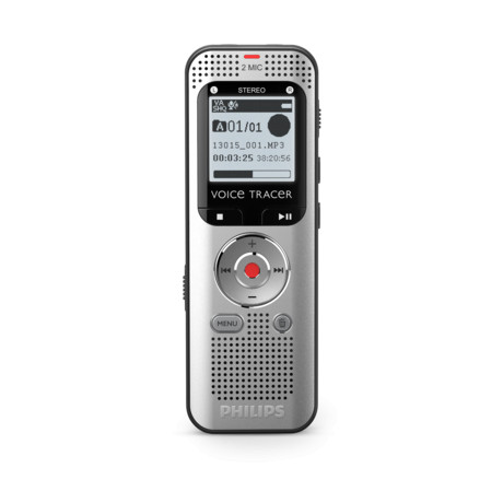 Philips DVT2010 diktafon, 8GB, bővíthető memória, USB, 112 x112p. kijelző, elemes, ezüst