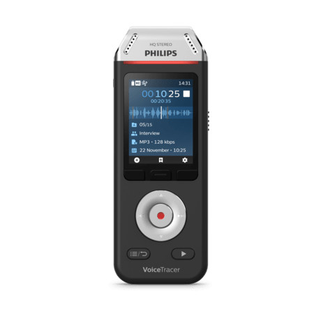 Philips DVT2110 diktafon, 8GB, bővíthető memória, sztereó felvétel, színes kijelző, 1000mAh akku, fekete