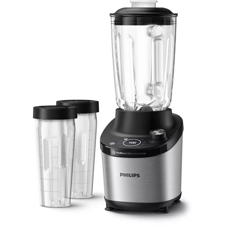 Philips HR3760/10 Series 7000 turmixgép, 1500Watt, max.2liter, 12sebesség, üveg tál, fém ház, 2db ivópohár, fekete -inox