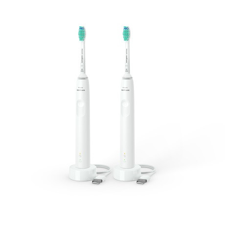 Philips HX3675/13 3100 Series elektromos fogkefe, nyomásérzékelő, 31000 rezgés/perc, SmarTimer, Quadpacer, fehér (2db/csomag)