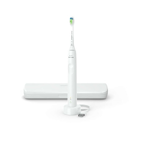 Philips HX3683/33 4100 Series elektromos fogkefe, nyomásérzékelő, 2 mód, 31000 rezgés/perc, SmarTimer, Quadpacer, utazó tok, fehér