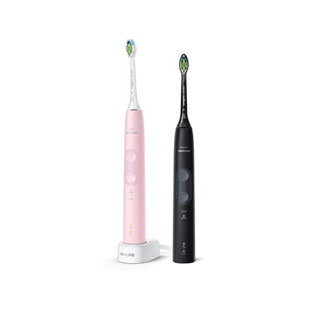 Philips HX6830/35 Sonicare ProtectiveClean 4500 elektromos fogkefe csomag, 2 mód, 62000 rezgés/perc, BrushSync, pasztellrózsaszín és fekete