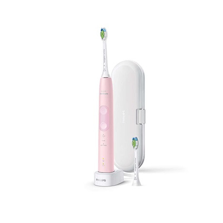 Philips HX6856/29 Sonicare ProtectiveClean 5100 elektromos fogkefe, 3 mód, 62000 rezgés/perc, BrushSync, utazó tok, pasztellrózsaszín -fehér (+1db Optimal White fej)