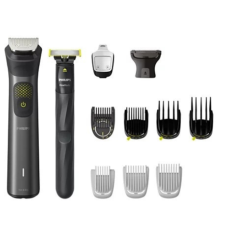 Philips MG9540/15 Series 9000 multifunkciós testszőrzet ápoló csomag, 13 az 1-ben, OneBlade, önélező kés, akkumulátoros, szürke