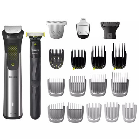 Philips MG9553/15 Series 9000 multifunkciós testszőrzet ápoló csomag, 20 az 1-ben, OneBlade, önélező kés, akkumulátoros, szürke