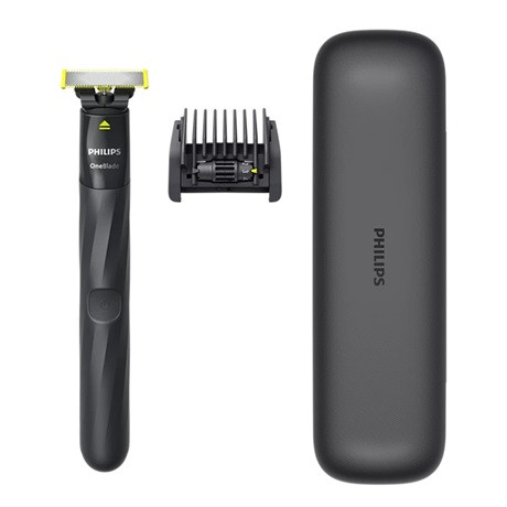 Philips QP1424/65 OneBlade borotva, nedves és száraz, akkumulátoros, 5 az 1-ben állítható fésű, utazó tok, fekete