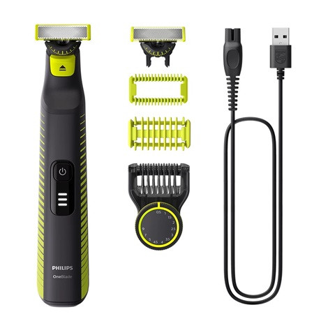Philips QP6507/23 OneBlade Pro 360 Face + Body borotva, formázó fésű, testszőrzetfésű, bőrvédő, fekete -lime