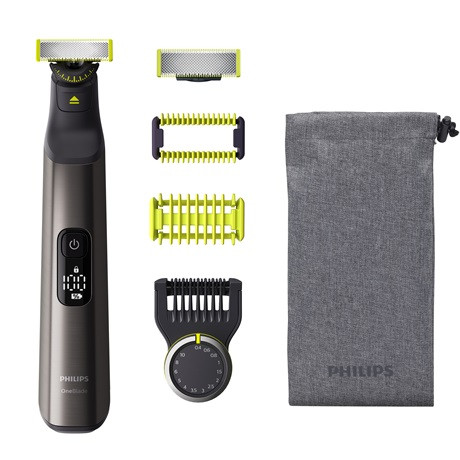 Philips QP6551/30 OneBlade Pro 360 Face + Body borotva, formázó fésű, testszőrzetfésű, bőrvédő, puha védőtok, króm