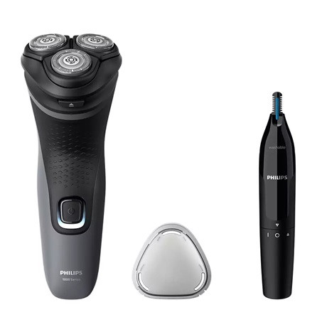 Philips S1142/02 Shaver 1000 Series borotva és orrszőrnyíró, 3 körkéses, akkumulátoros, vízálló, fekete -szürke