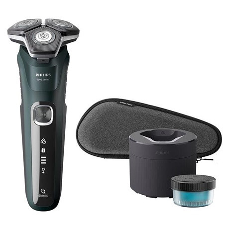 Philips S5884/50 Shaver Series 5000 borotva, nedves és száraz, Quick Clean Pod, SteelPrecision pengék, SkinIQ, utazótok, sötétzöld