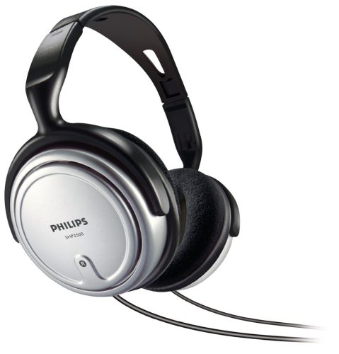 Philips SHP2500/10 vezetékes TV fejhallgató, 6méteres kábel, 15Hz-22kHz, hangerő szabályzó, fekete -ezüst