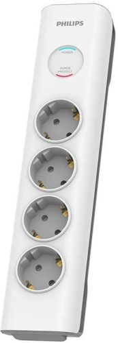 Philips SPN7040WA/58 túlfeszültségvédő elosztó, 4 aljzat, 2m, 3680Watt, 16A, 600J