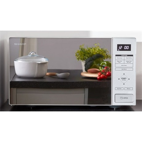 Sharp RBS232TM mikrohullámú sütő, 23liter, 900Watt, 6 program, tükrös előlep, fehér