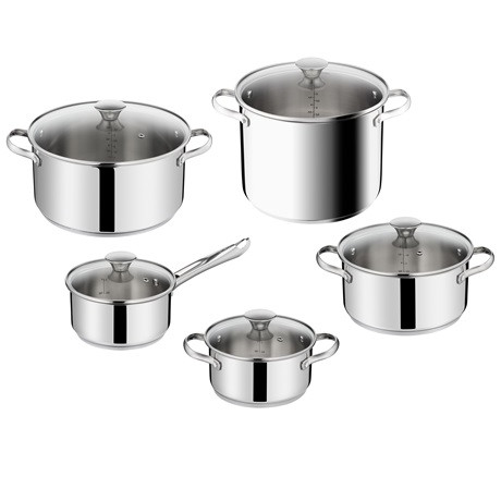 Tefal H054AS55 Daily Cook edény készlet fedővel, 10 részes, indukciós, rozsdamentes acél