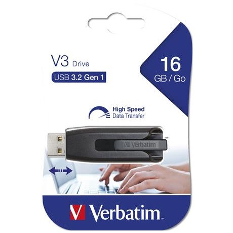 Verbatim 49172 Pendrive, 16gb, Usb 3.2, 60/12 Mb/s, Fekete-szürke