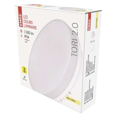 Emos ZM4121 TORI LED mennyezeti lámpa, 22x5cm, 15/80W, 1500lm, IP54, meleg fehér