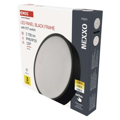 Emos ZM5353 NEXXO LED mennyezeti lámpa, 30x4cm, 28/160W, 2700lm, IP40, meleg/semleges fehér, fekete