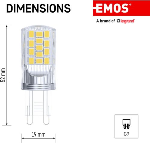 Emos ZQ9544 Classic LED izzó G9/JC 4W/40W, 470lumen, meleg fehér