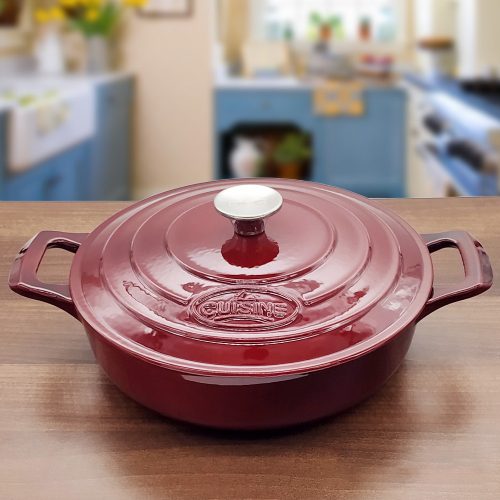 La Cuisine 3110 Cranberry öntöttvas kerek sütőtál 2 fülű, 28cm, 3,5l+fedő, fekete belső