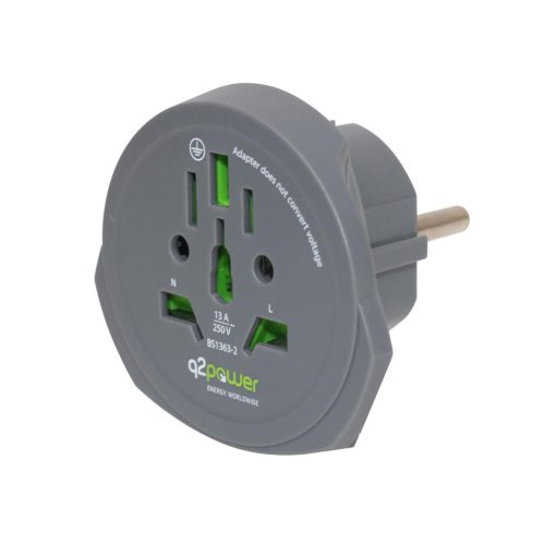 Q2 power 1.100100-TH Utazóadapter, "World to Europe"
