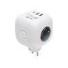 Home CUBE1 kocka elosztó USB töltővel, 3 aljzat gyermekvédelemmel, 1db USB C, 2db  USB A, max. 3680