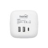 Home CUBE1 kocka elosztó USB töltővel, 3 aljzat gyermekvédelemmel, 1db USB C, 2db  USB A, max. 3680