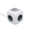 Somogyi CUBE2P kocka elosztó, fogyasztásmérővel, max. 3680 W, 3 aljzat gyermekvédelemmel, 1,5 m hosszú