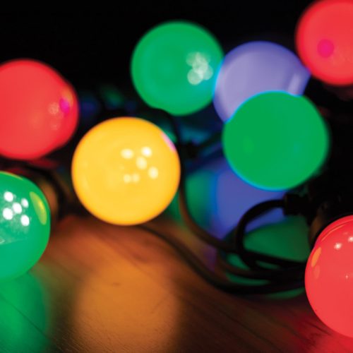 Somogyi LPL 30/M LED kültéri fényfüzér, 30 színes gömb, 14,5 m
