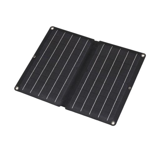 HOME MSC10W hordozható napelemes USB töltő, összecsukható, 10Watt, 2xUSB, LED töltésjelző, felakasztható, tartozék karabinerekkel