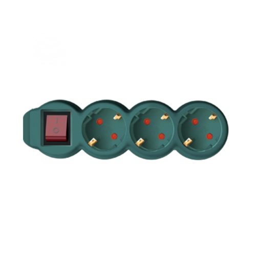 Somogyi NV 3K-3/GR/1,5 hálózati elosztó, 3 aljzat, 3m, 3x1,5mm, IP20, kapcsolós, zöld