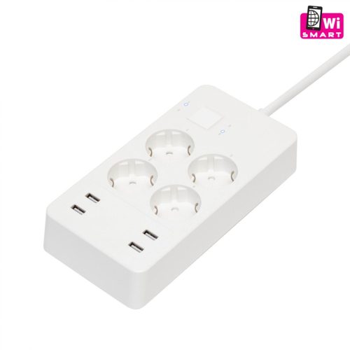 Somogyi NV 4 WIFI Smart elosztó, 4 földelt aljzat, 4 usb töltő aljzat, 1,5 méter