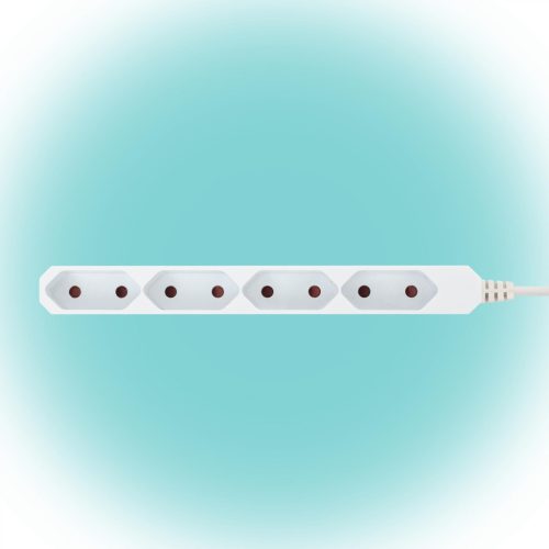Somogyi NV 4E-3/WH hálózati elosztó, 4 euro aljzat, 3méter, 2x0,75mm, 4x2,5A, fehér