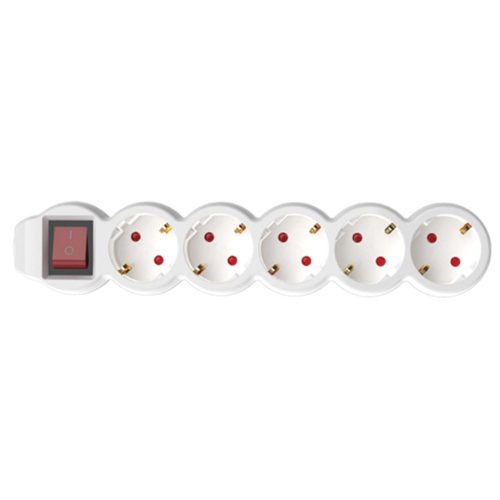 Somogyi NV 5K-3/WH/1,5 hálózati elosztó, 5 aljzat, 1,5méter, 3x1,5mm, IP20, kapcsolós, fehér
