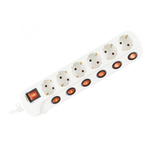 Somogyi NVK 06K-3/WH/1,5 6 aljzat 3 méter 3x1,5mm2 külön kapcsolható elosztó