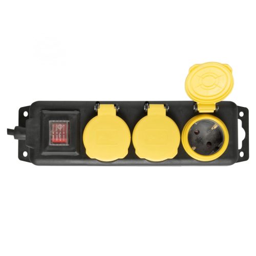 Somogyi NVO 03K-5/BK/1,5 kültéri elosztó, 3 aljzat, 5méter, 3x1,5mm, IP44, fekete