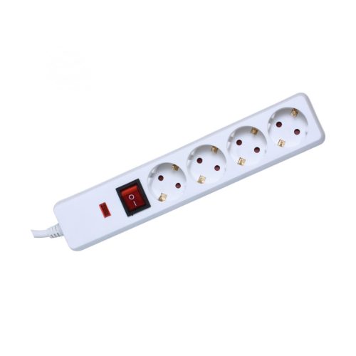 Somogyi NVT 04K/WH túlfeszültség védett elosztó, 4 aljzat, 1,5méter, 3x1,5mm, IP20, kapcsolós