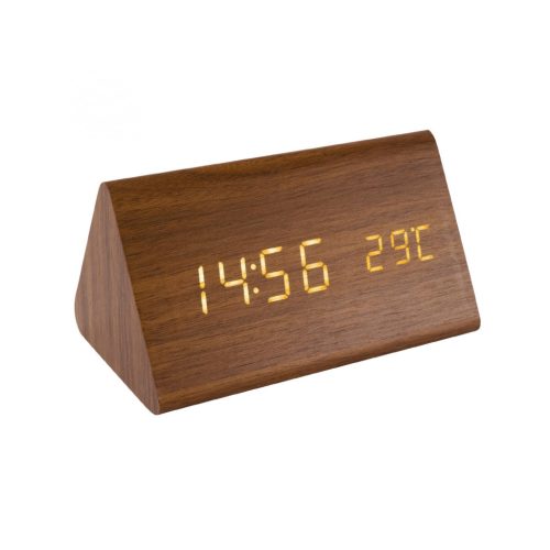 Somogyi OC 05 digitális LED ébresztőóra hőmérővel, fa burkolat, barna