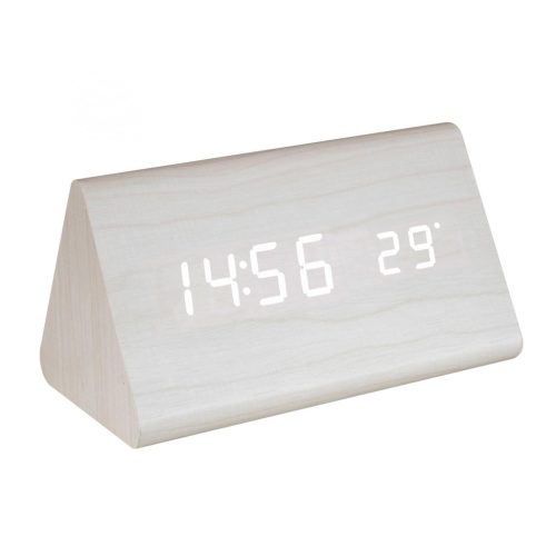 Somogyi OC 07 digitális LED ébresztőóra hőmérővel, fa burkolat, fehér