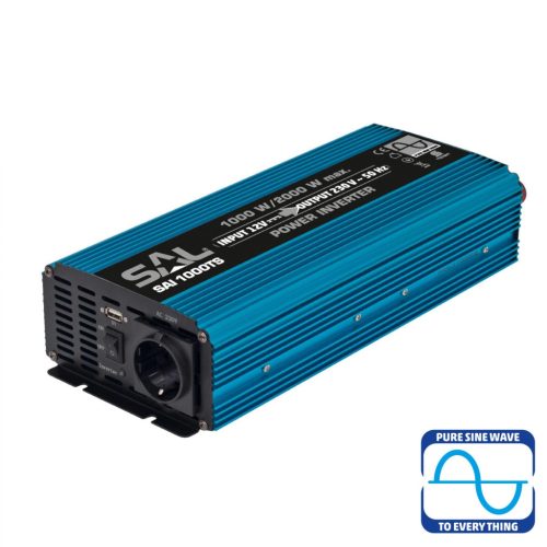 Somogyi SAI 1000TS feszültség átalakító, tiszta szinuszos, 1000/2000W, USB aljzat