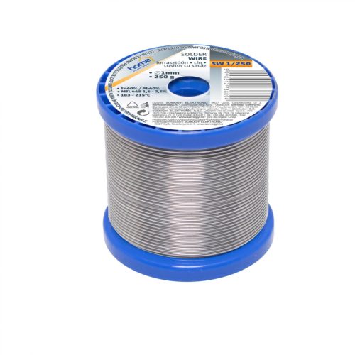 Somogyi SW 1/250 forrasztóón, 1mm, 250g, európai gyártótól származó kiváló minőségű forrasztóón, összetétel: SN/PB: 60/40%, gyanta: 2,0%