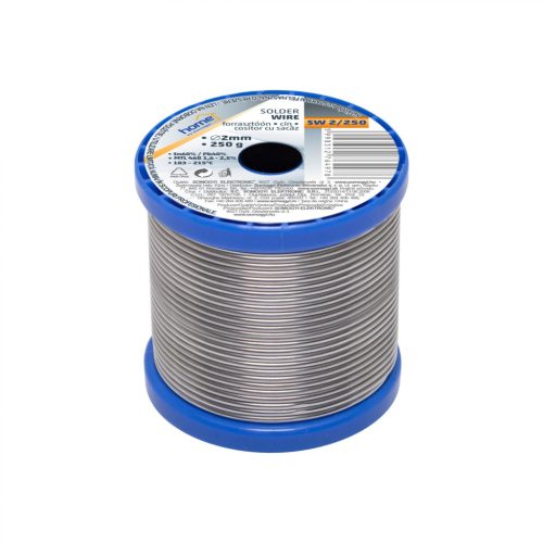 Somogyi SW 2/250 forrasztóón, 2mm, 250g, európai gyártótól származó kiváló minőségű forrasztóón, összetétel: SN/PB: 60/40%, gyanta: 2,0%