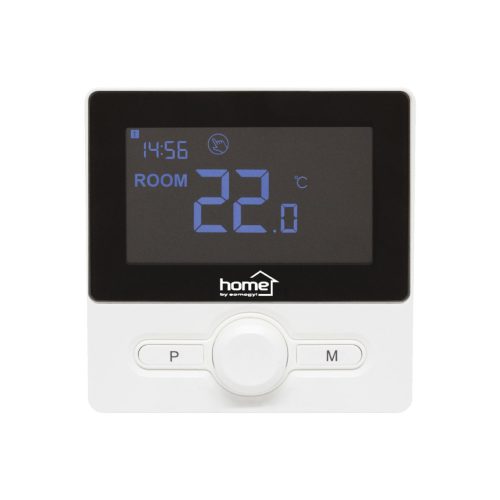 Somogyi THE25B vezetékes szobatermosztát, LCD kijelző, ablaknyitás érzékelés, fagyvédelem, elemes (2xAAA), fekete